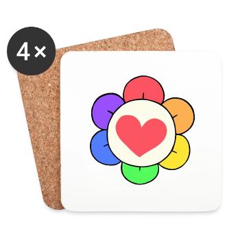 Dandy Rainbow Flower - Coasters (set of 4) - white - Front