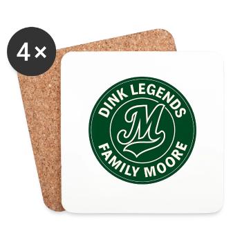 Dink Legends Famille Moore Équipe de Pickleball Rétro - Dessous de verre (lot de 4) - blanc - Devant