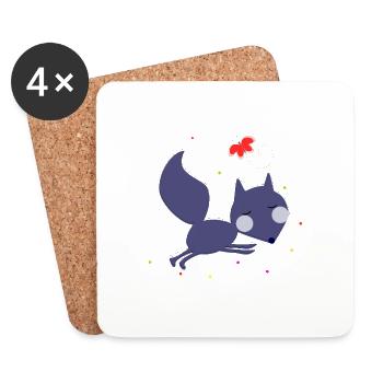 The fox cub and the butterfly - Coasters (set of 4) - white - Front