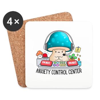anxiety control center funny anxiety awereness - Coasters (set of 4) - white - Front