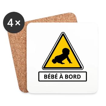 Bébé à bord - Dessous de verre (lot de 4) - blanc - Devant