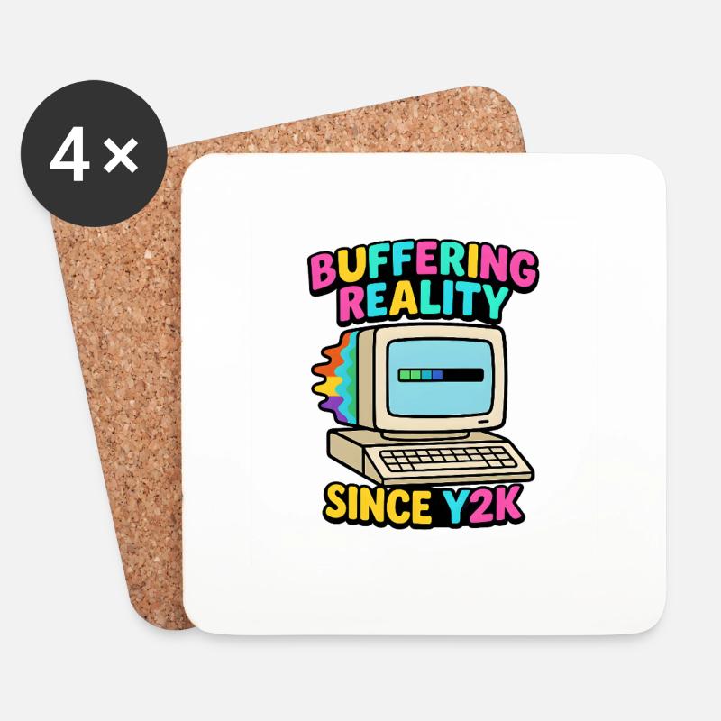 Buffering Since Y2K - Untersetzer (4er-Set) - Weiß
