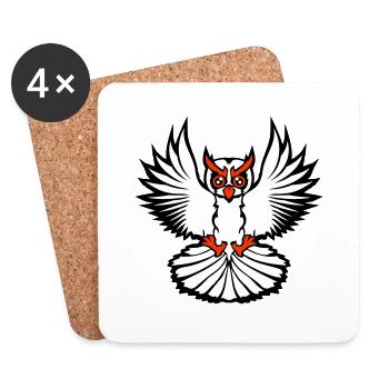 hibou oiseau aigle hibou hibou oiseau de nuit chouette effraie volant cool - Dessous de verre (lot de 4) - blanc - Devant