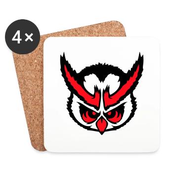 owl peeps evil cool face head comic - Coasters (set of 4) - white - Front