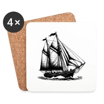 Vintage Segelschiff Motiv für echte Entdecker - Untersetzer (4er-Set) - Weiß - Vorne
