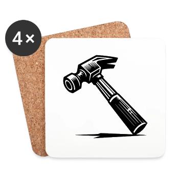 Creativity needs a carpenter's hammer - Coasters (set of 4) - white - Front