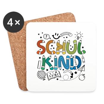 Schulkind 2026 Doodle Einschulung Schulanfang - Untersetzer (4er-Set) - Weiß - Vorne