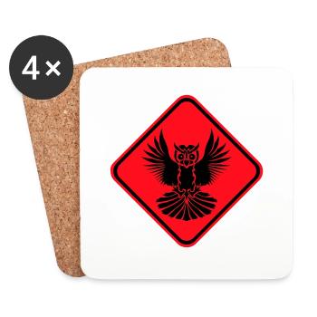 hibou Avertissement Zone de danger Panneau Note Attention - Dessous de verre (lot de 4) - blanc - Devant