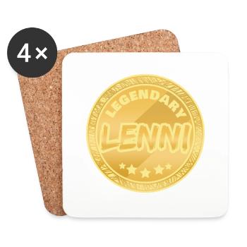 Prénom Lenni - Dessous de verre (lot de 4) - blanc - Devant