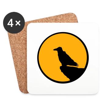 Vogel sitzt Mond nachts Klippe Werwolf heulen Wolf - Untersetzer (4er-Set) - Weiß - Vorne