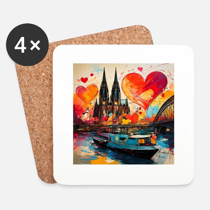 kölner dom,dom,koeln,herzen,malerei,herzen - Untersetzer (4er-Set) - Weiß