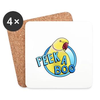 gelber Halsbandsittich „Peek-a-boo“ - Untersetzer (4er-Set) - Weiß - Vorne