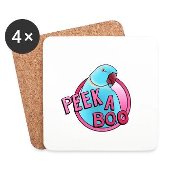 blauer Halsbandsittich „Peek-a-boo“ - Untersetzer (4er-Set) - Weiß - Vorne