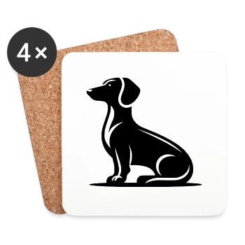 Simple Dog Motif Hunting Dog Silhouette - Coasters (set of 4) - white - Front