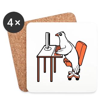 Pigeon Works Office Computer Keyboard Mouse Gamer - Coasters (set of 4) - white - Front