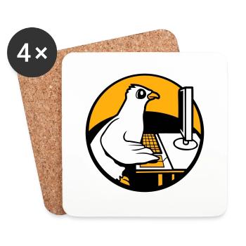 Pigeon Works Office Computer Keyboard Mouse Gamer - Coasters (set of 4) - white - Front