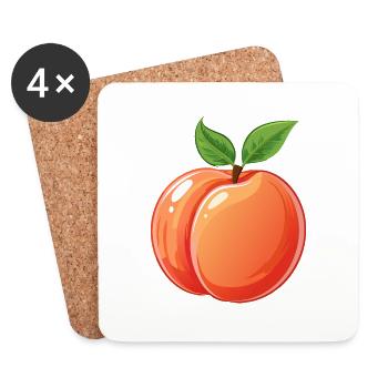 Pfirsich Peach Obst Frucht Früchte Zeichnung - Untersetzer (4er-Set) - Weiß - Vorne