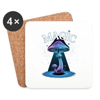 Champignon magique à la lumière des étoiles - Dessous de verre (lot de 4) - blanc - Devant