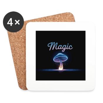 Champignon magique à la lumière des étoiles - Dessous de verre (lot de 4) - blanc - Devant