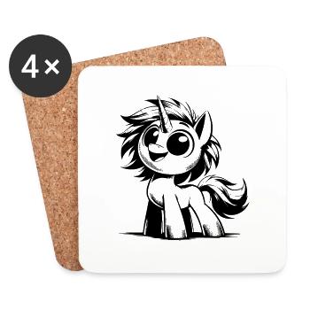Unicorn fantasy character with cute cartoon charm - Coasters (set of 4) - white - Front