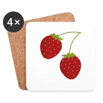 Erdbeeren - Untersetzer (4er-Set) - Weiß - Vorne