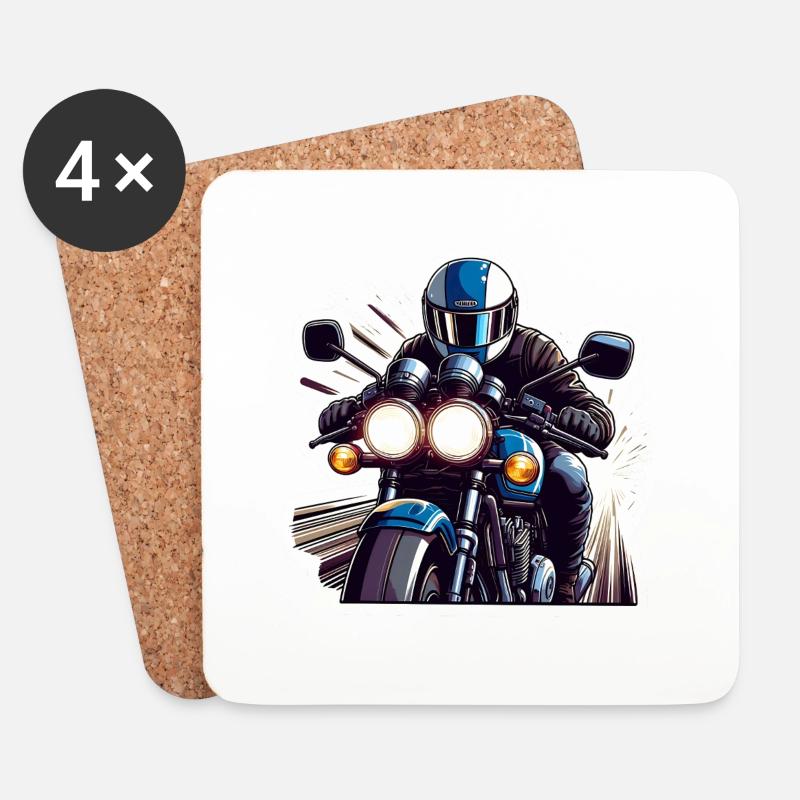 Retro Speed Biker - Untersetzer (4er-Set) - Weiß