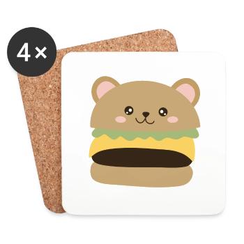 Bear Burger - Coasters (set of 4) - white - Front