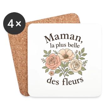 Maman la plus belle des fleurs - Dessous de verre (lot de 4) - blanc - Devant
