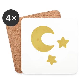 Lune et étoiles - Dessous de verre (lot de 4) - blanc - Devant
