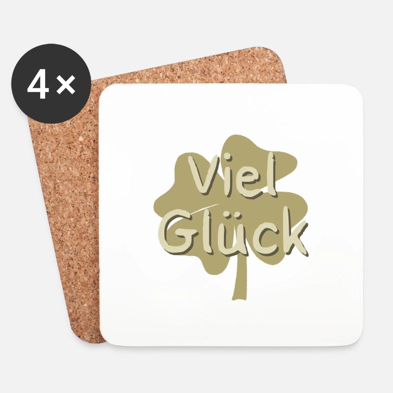 Viel Glück Kleeblatt - Untersetzer (4er-Set) - Weiß