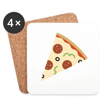 Tranche de pizza - Dessous de verre (lot de 4) - blanc - Devant