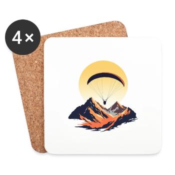 Coucher de soleil en parapente - Dessous de verre (lot de 4) - blanc - Devant