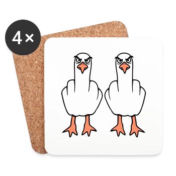 2 Seagulls Middle Finger Insult Stinkfinger Team - Coasters (set of 4) - white - Front