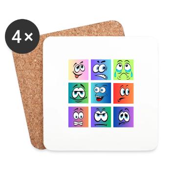 Faces Coloring - Coasters (set of 4) - white - Front