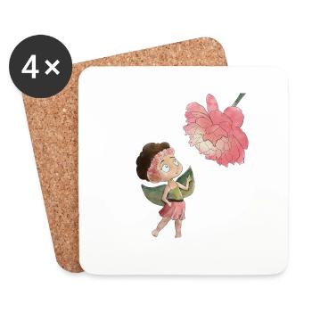 Fée magique avec pivoine - Dessous de verre (lot de 4) - blanc - Devant