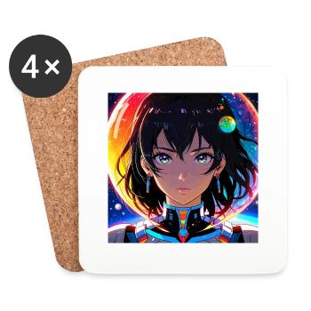Fille fantastique dans l’espace - Dessous de verre (lot de 4) - blanc - Devant