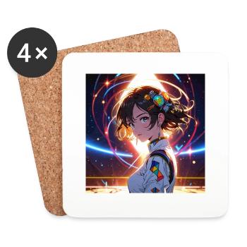 Futuristic Space Cosmonaut 2 - Coasters (set of 4) - white - Front