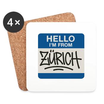 Zuerich Hello Sticker Graffiti - Dessous de verre (lot de 4) - blanc - Devant