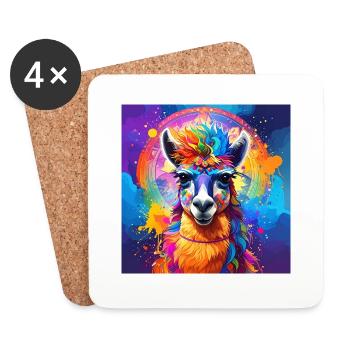 llama,graffiti,painting,colorful - Coasters (set of 4) - white - Front