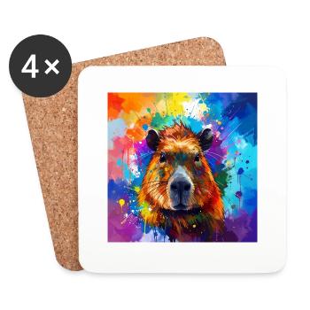 Capybara, capybara,graffiti,painting, colorful - Coasters (set of 4) - white - Front