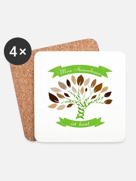 Mein Stammbaum ist bunt - Untersetzer (4er-Set) - Weiß