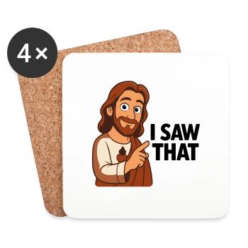 Jesus I Saw That – Funny Christian Meme Shirt - Coasters (set of 4) - white - Front