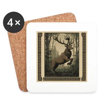 Cerf - Dessous de verre (lot de 4) - blanc - Devant