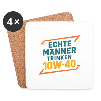 Echte Manner trinken 10W-40 - Untersetzer (4er-Set) - Weiß - Vorne