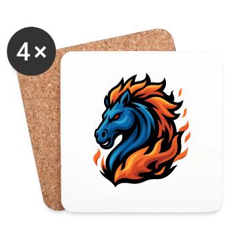 Horse – Thunder Hoof | Urban Zodiac Mascot - Coasters (set of 4) - white - Front