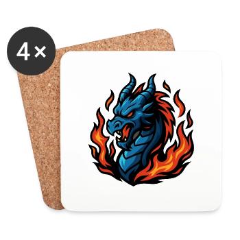 Dragon – Blaze Fury | Urban Zodiac Mascot - Coasters (set of 4) - white - Front