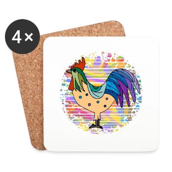 Rooster - Coasters (set of 4) - white - Front