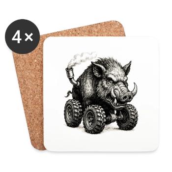 Wild boar - Coasters (set of 4) - white - Front