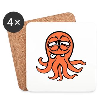 Oktopus Kraken Tintenfisch Kopffüßer lustig albern - Untersetzer (4er-Set) - Weiß - Vorne