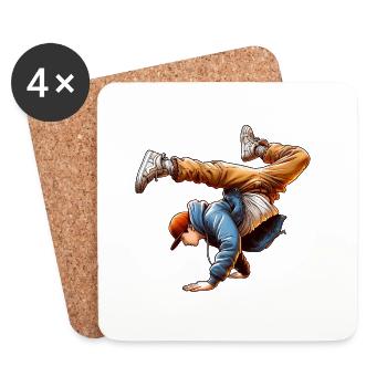 Urbaner Vibe-Breakdance - Untersetzer (4er-Set) - Weiß - Vorne